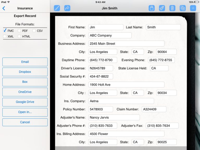 Export Record Options